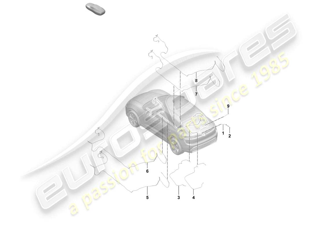 porsche 2025 (macan-e) manguera trasera cámara de marcha atrás diagrama de piezas