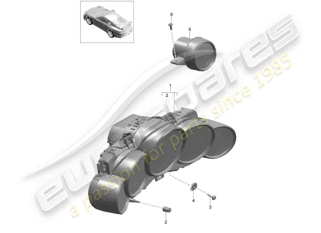 porsche 2021 (991-2 r/gt3/rs) cronómetro combinado d >>- diagrama de piezas mj 2017