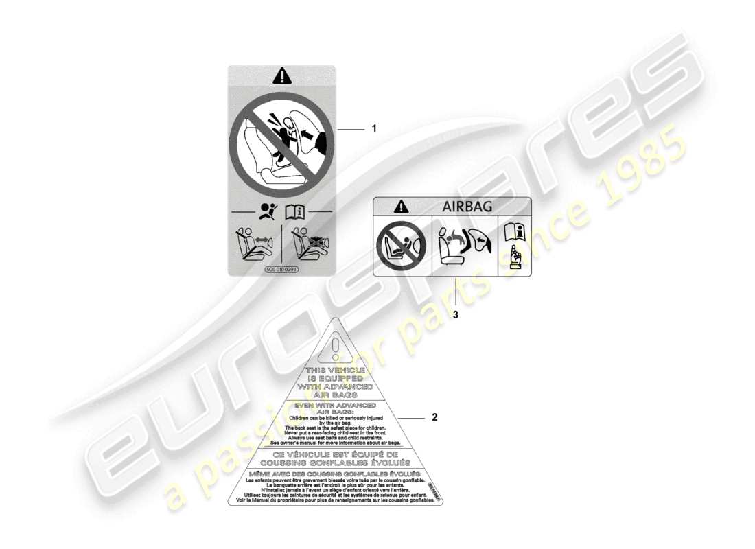 porsche 2025 (macan-e) aviso airbag diagrama de piezas