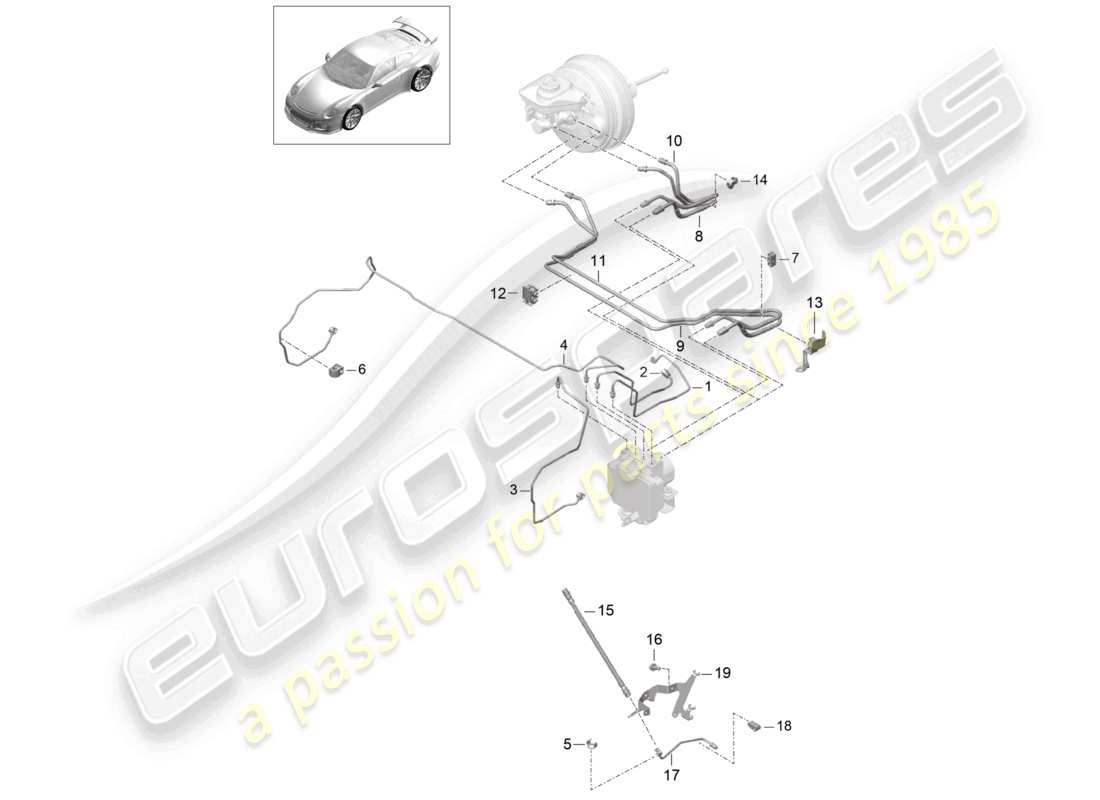 porsche 2021 (991-2 r/gt3/rs) línea de freno delantera extremo delantero d - mj 2018>> diagrama de piezas