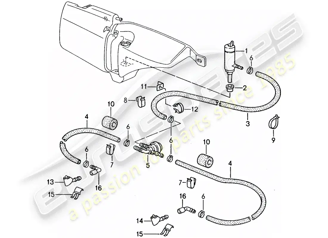 porsche 1994 (968) sistema arandela diagrama de piezas
