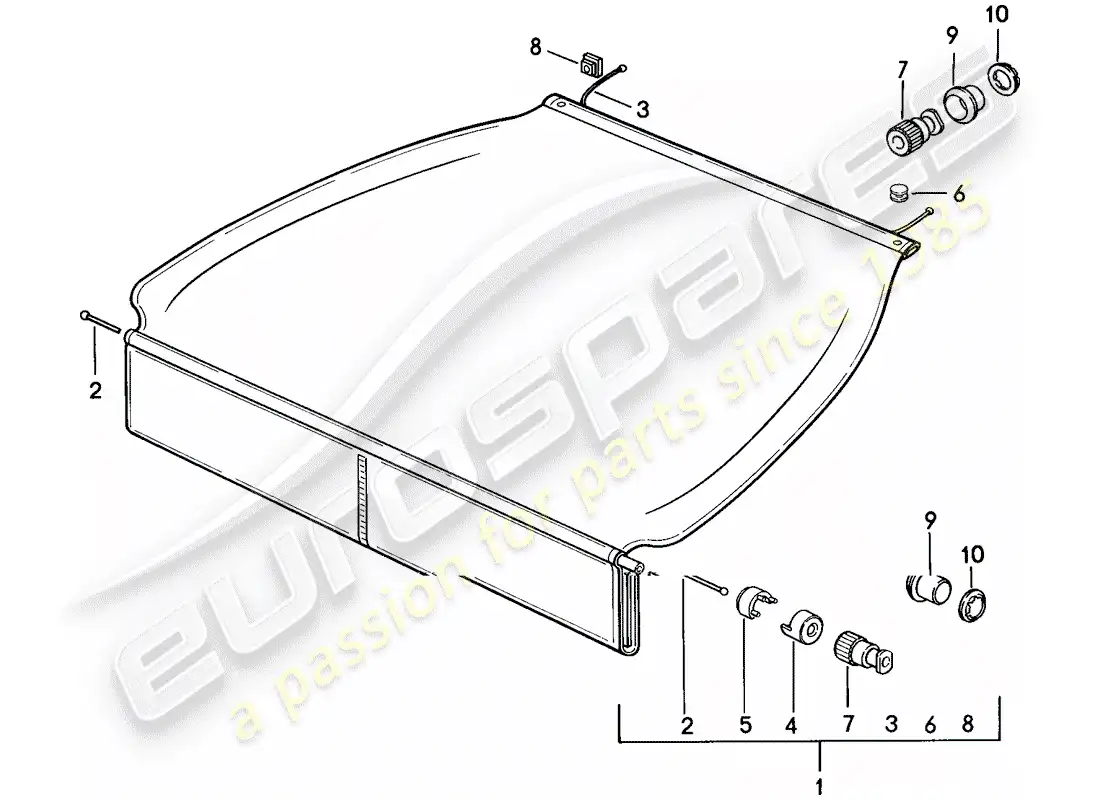 porsche 1985 (928) cubierta del maletero diagrama de piezas