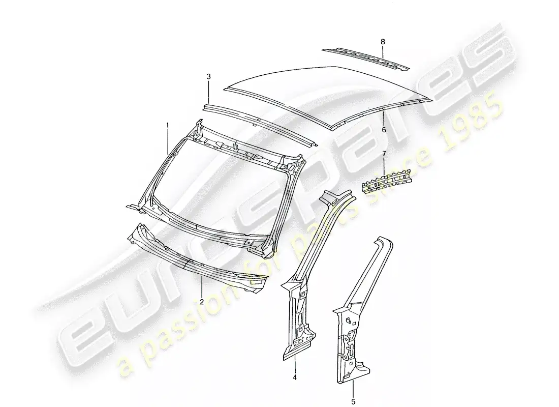 porsche 2002 (996 gt3) capucha diagrama de piezas