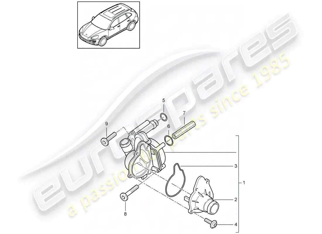 porsche 2013 (cayenne e2 92a) diagrama de piezas de la bomba de agua