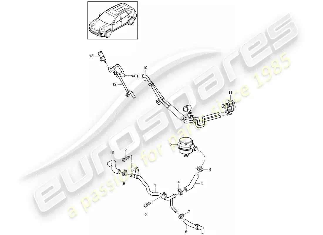 porsche 2012 (cayenne e2 92a) respiradero del cárter diagrama de piezas