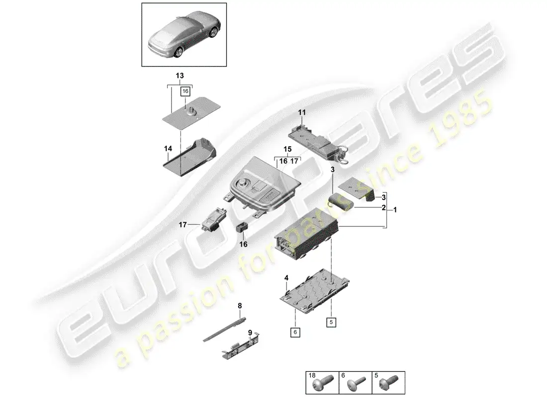 porsche 2017 (panamera 971-1) para vehículos con teléfono diagrama de piezas