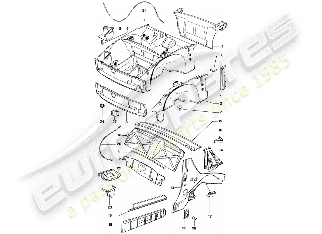porsche 1974 (914) panel interior diagrama de piezas