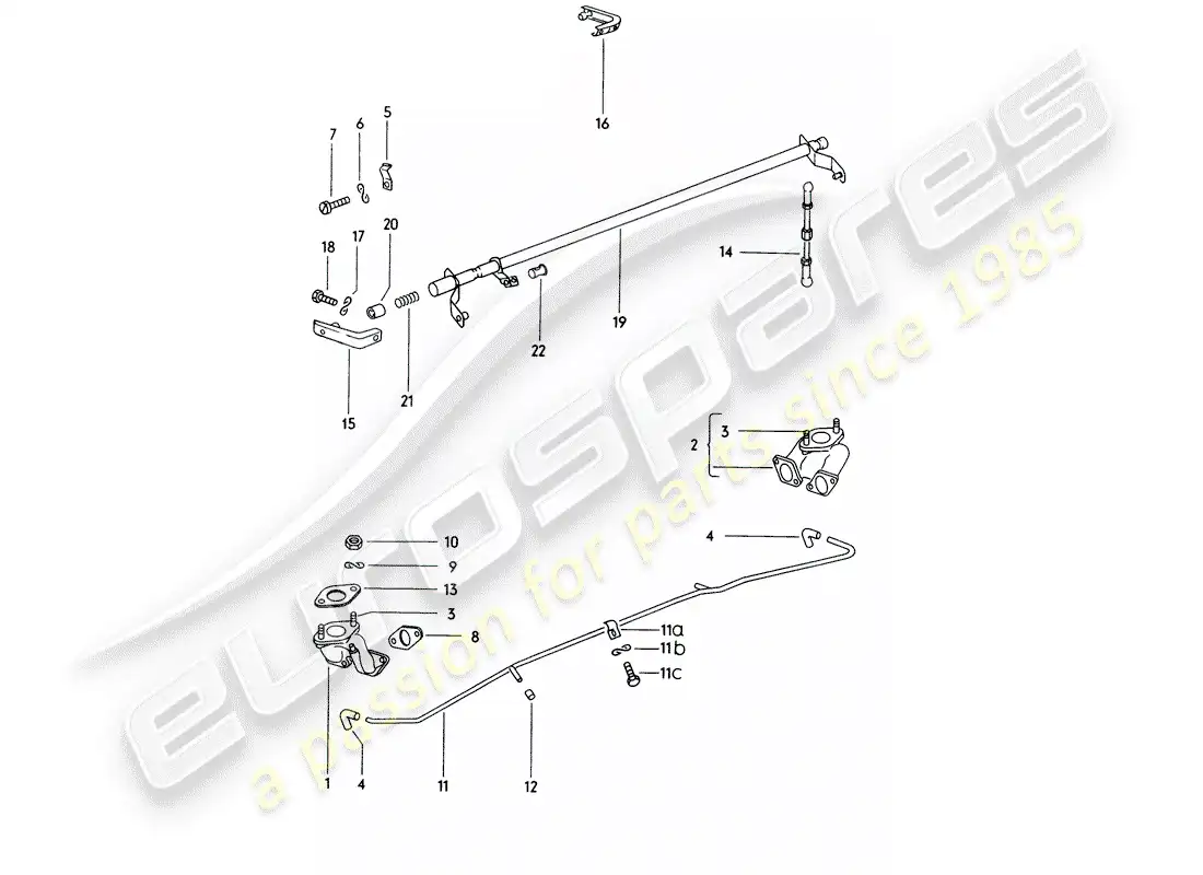 porsche 1974 (914) colector de admisión - tubo de succión - eje de relé diagrama de piezas