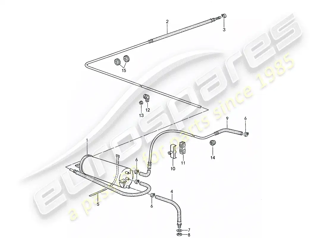 porsche 1988 (959) bote de emisiones evaporativas diagrama de piezas