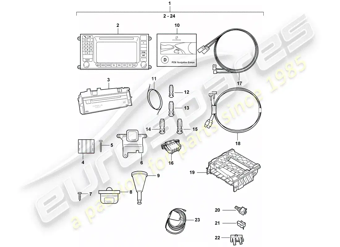 porsche 2014 (tequipment cayenne) sistema de navegación diagrama de piezas