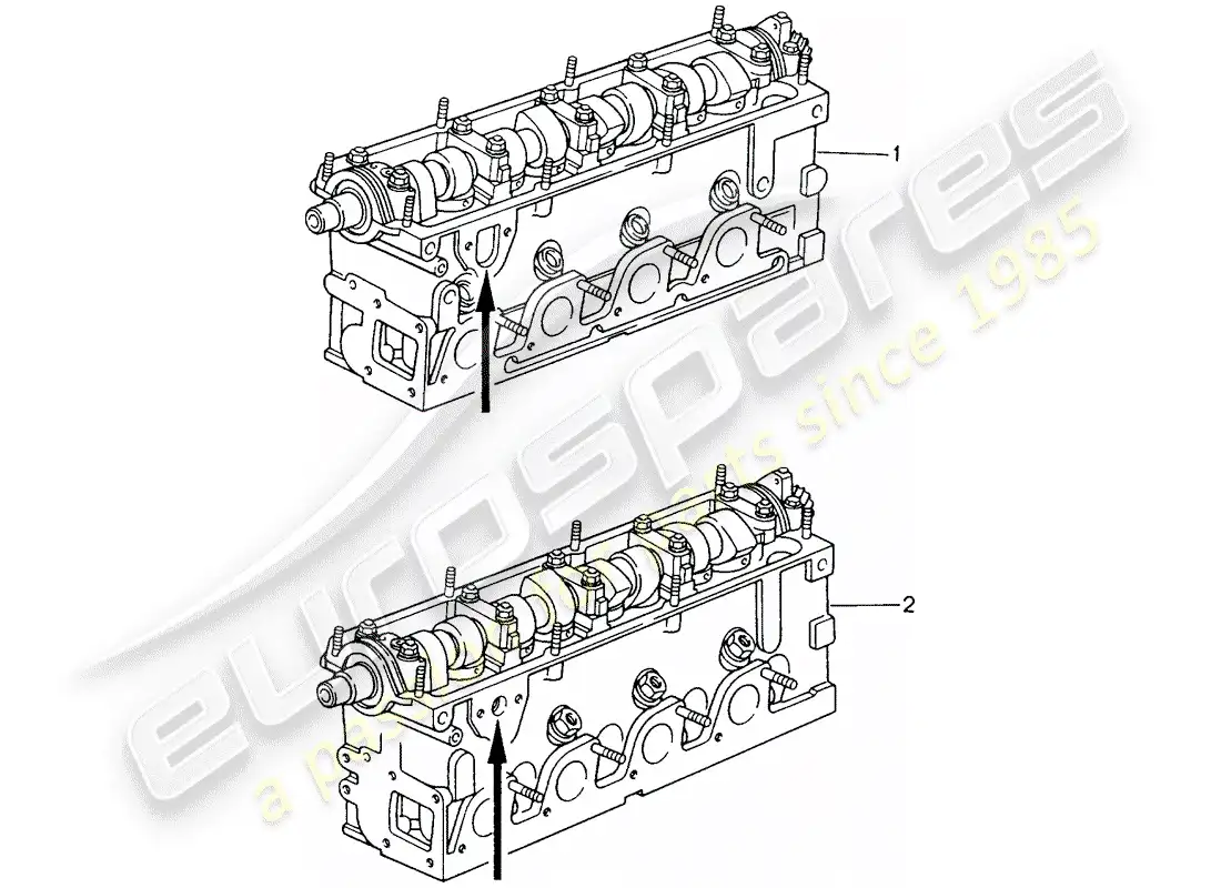 porsche 1976 (refurbished and exchange catalogue) cabeza de cilindro diagrama de piezas
