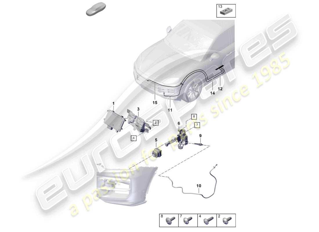 porsche 2023 (cayenne e3 pa) cámara para sistema de visión nocturna piezas individuales para vehículos con sistema de visión nocturna diagrama de piezas