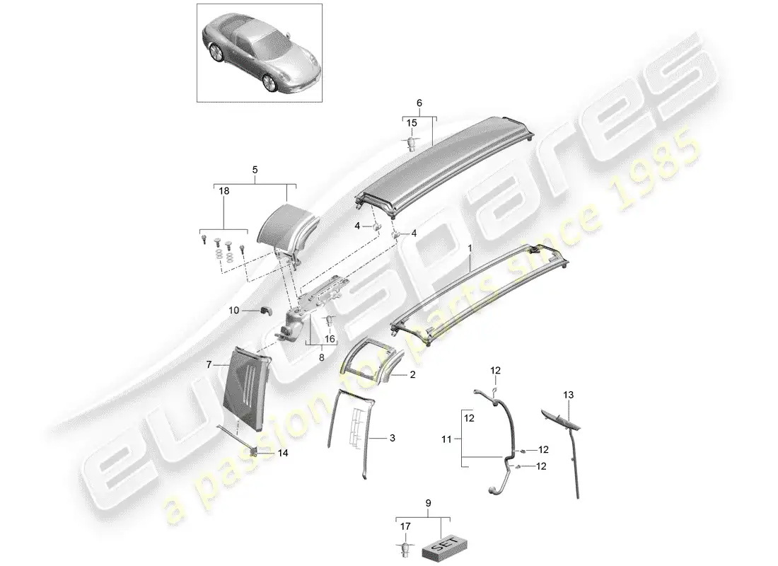 porsche 2012 (991-1) recortar diagrama de piezas