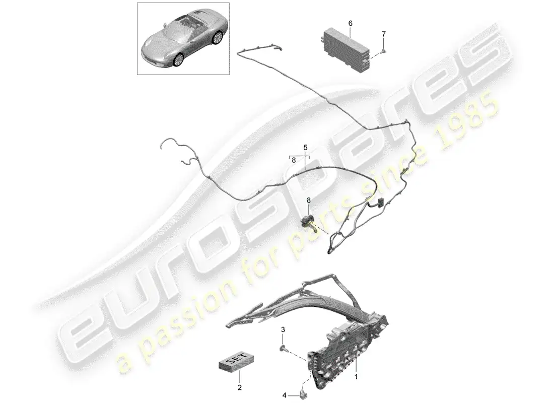porsche 2012 (991-1) marco superior diagrama de piezas
