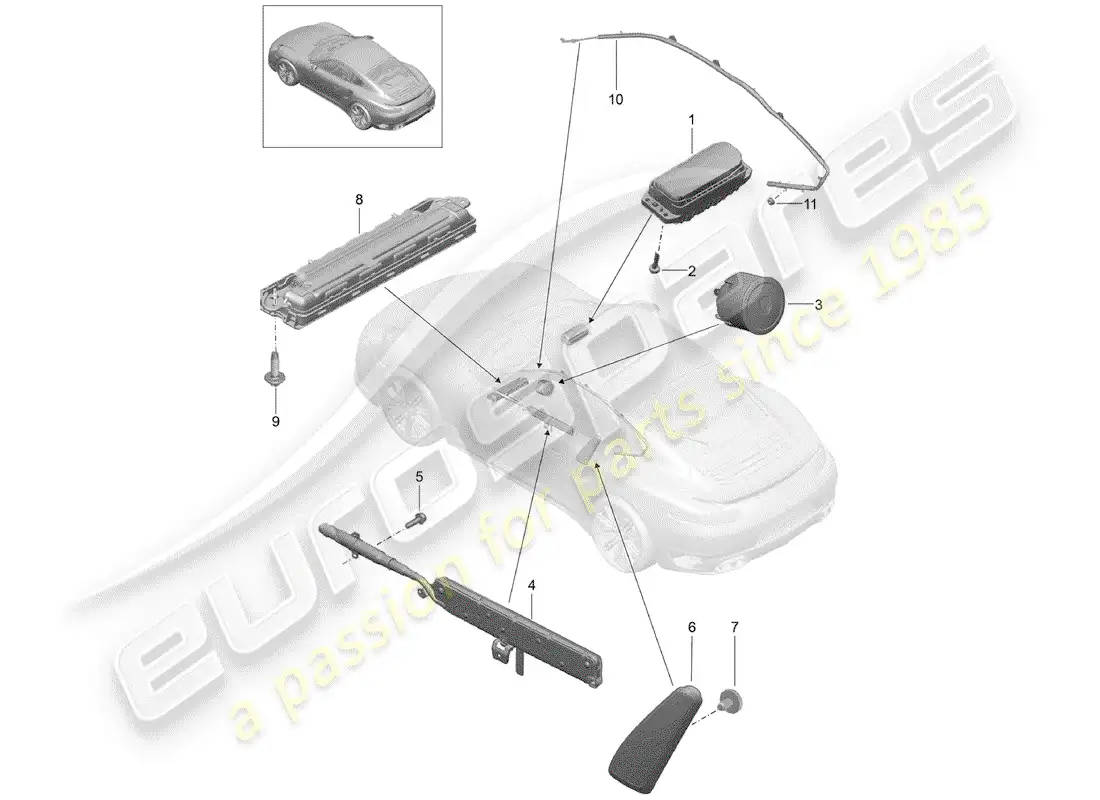 porsche 2015 (991-1 turbo) bolsa de aire diagrama de piezas