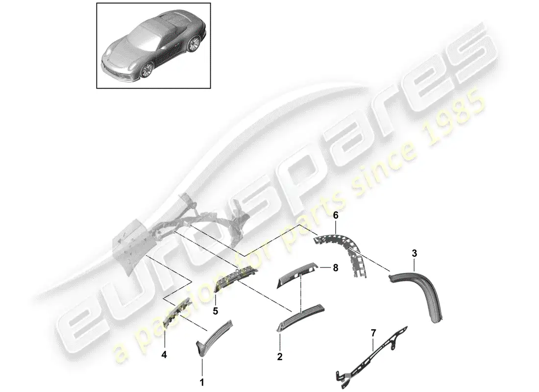 porsche 2018 (991-2 r/gt3/rs) top convertible diagrama de piezas