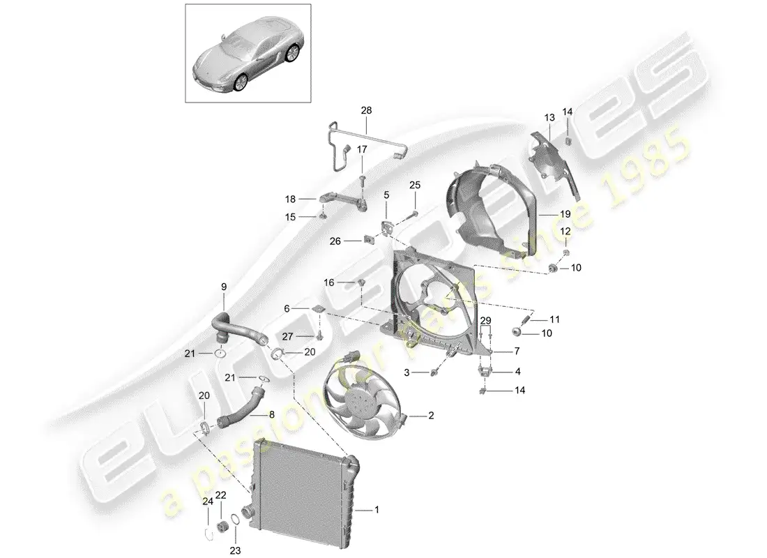 porsche 2015 (981 cayman) water cooling 2 diagrama de piezas