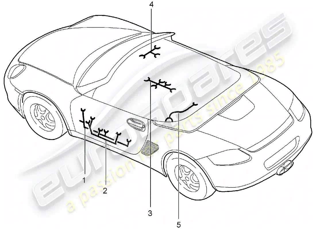 porsche 2005 (987 boxster) cableando arneses diagrama de piezas