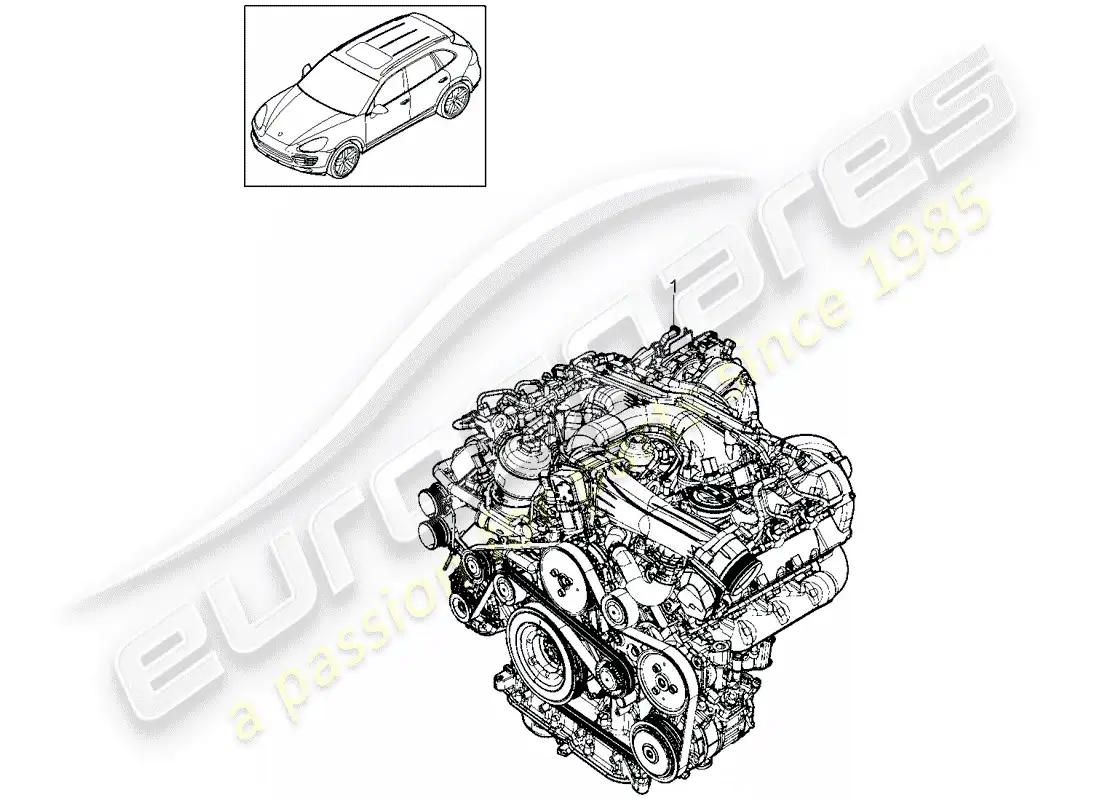 porsche 2016 (cayenne e2 92a) motor de repuesto diagrama de piezas