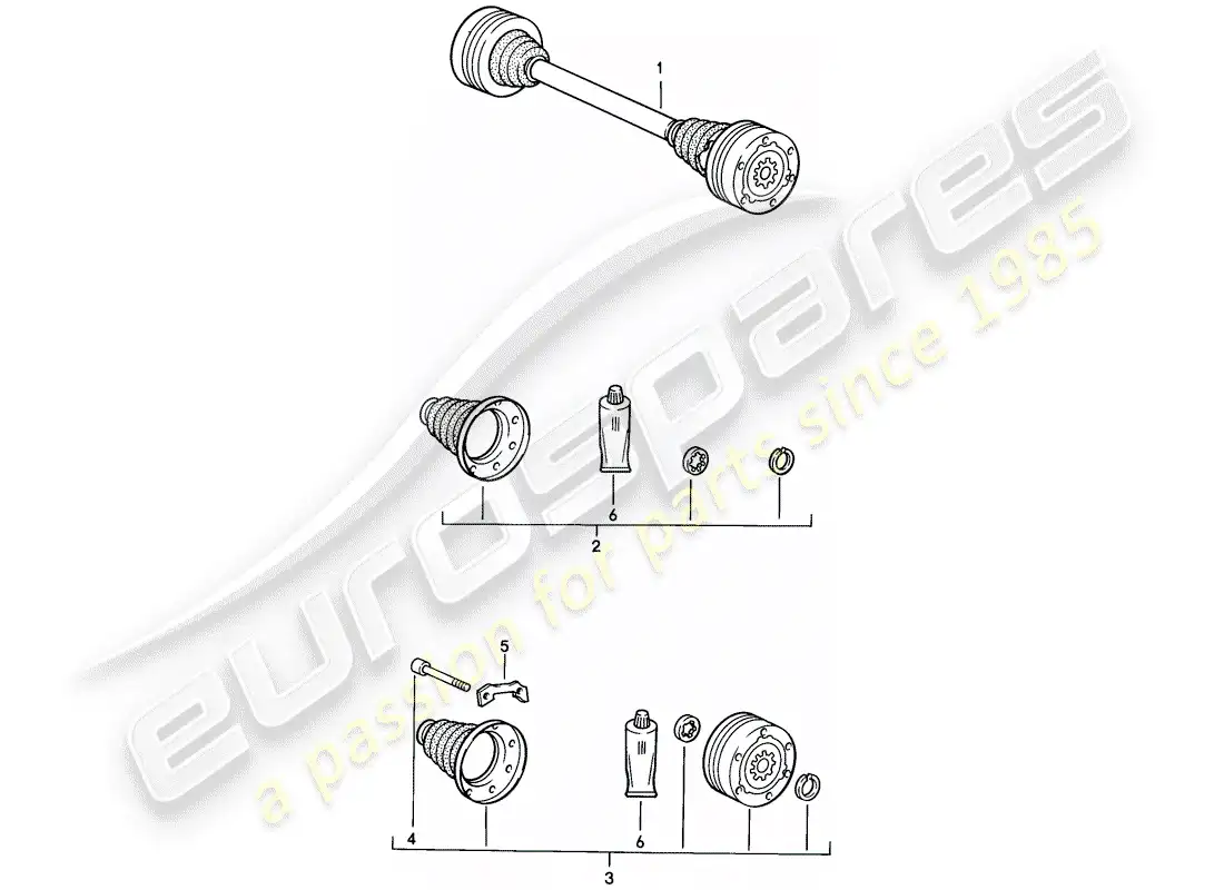 porsche 1977 (924) eje de accionamiento diagrama de piezas