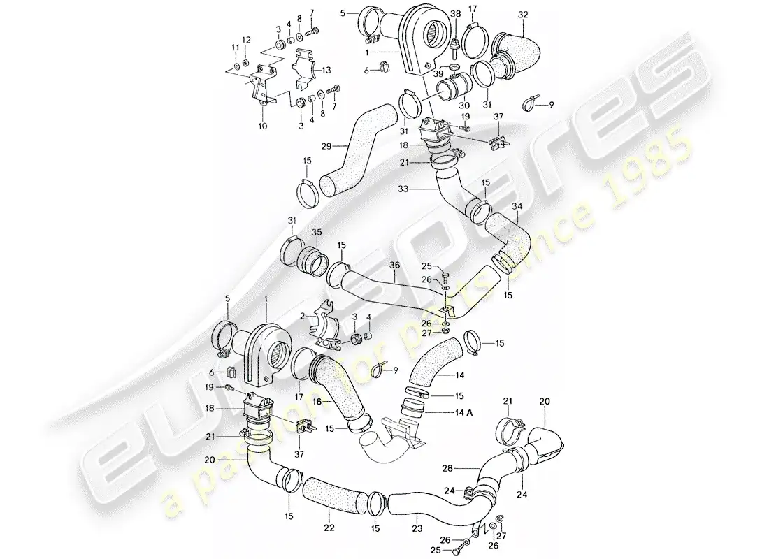 porsche 1991 (964) soplador adicional diagrama de piezas