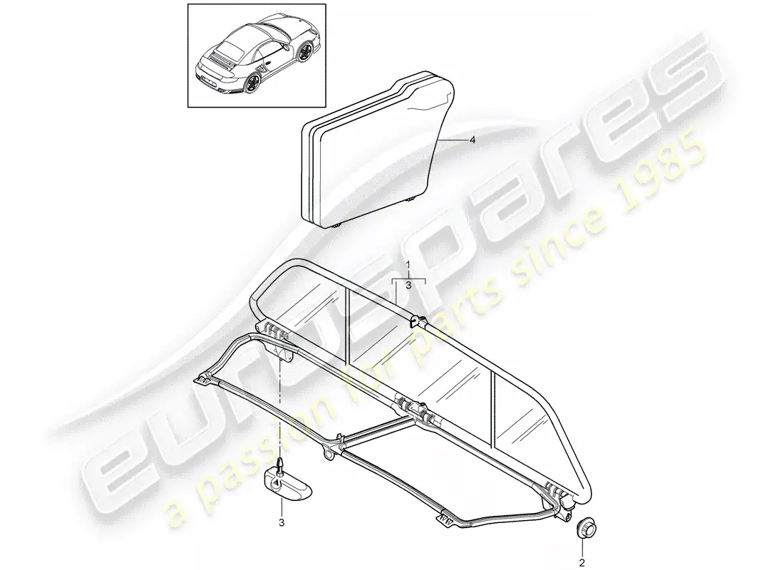 porsche 2012 (997-2 turbo / gt2 rs) parabrisas diagrama de piezas
