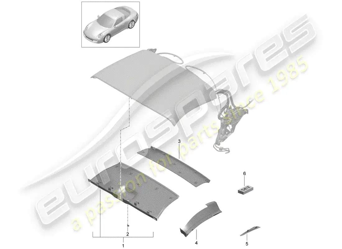 porsche 2012 (991-1) top convertible diagrama de piezas