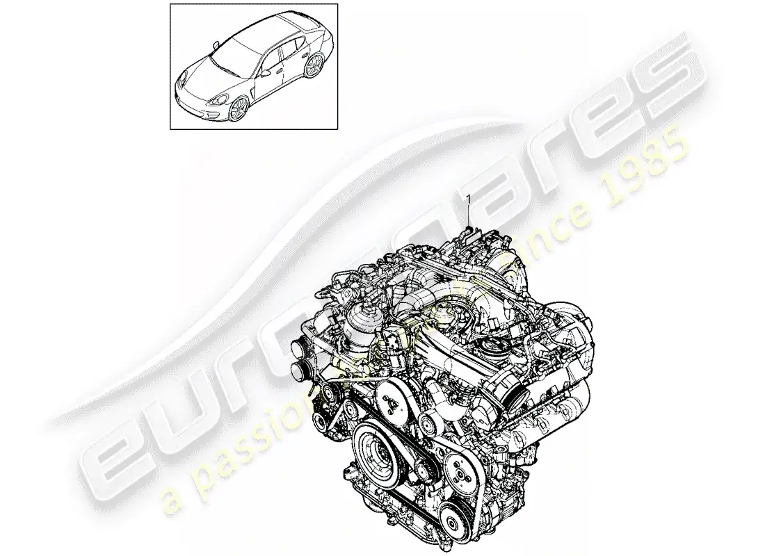 porsche 2010 (panamera 970) motor de repuesto diagrama de piezas