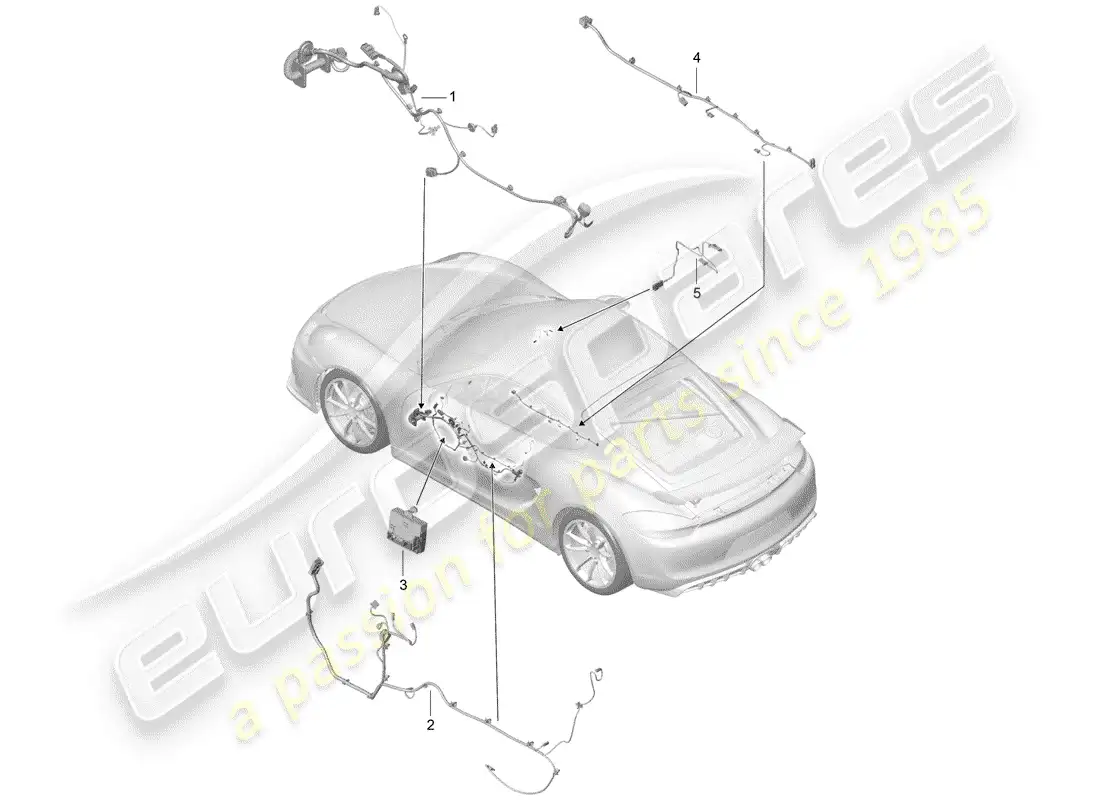 porsche 2016 (981 cayman gt4) cableando arneses diagrama de piezas