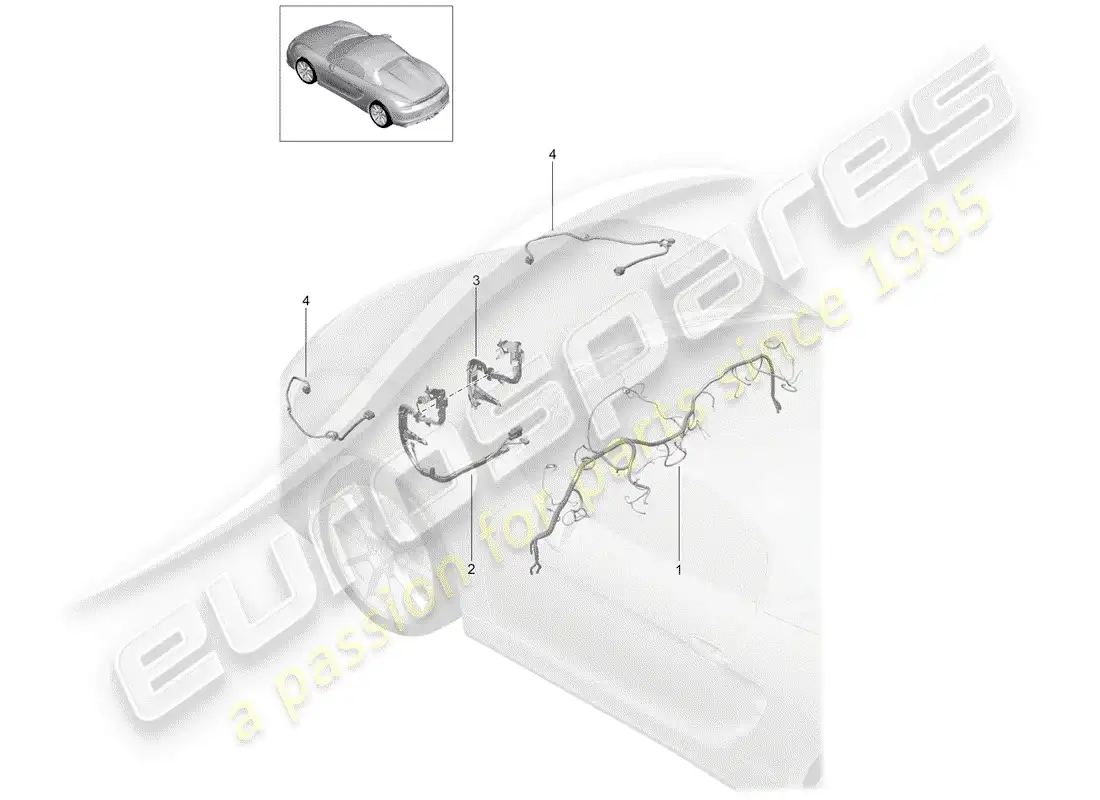 porsche 2016 (981 boxster spyder) cableando arneses diagrama de piezas
