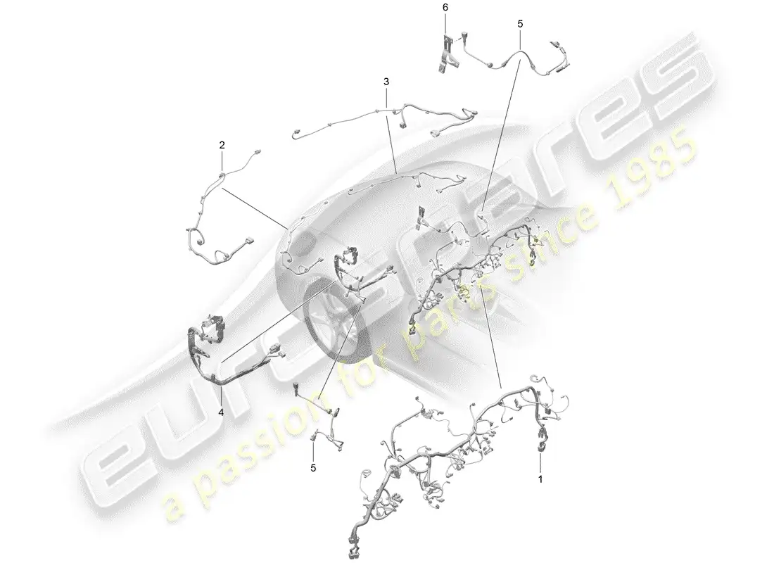 porsche 2017 (718 cayman) cableando arneses diagrama de piezas