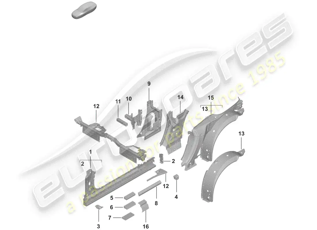 porsche 2019 (992-1) umbral diagrama de piezas
