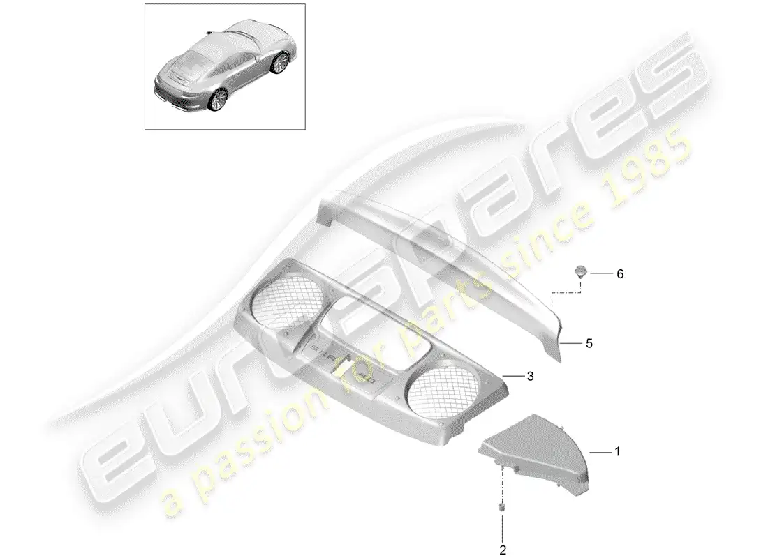 porsche 2014 (991-1 r/gt3/rs) recubrimiento diagrama de piezas