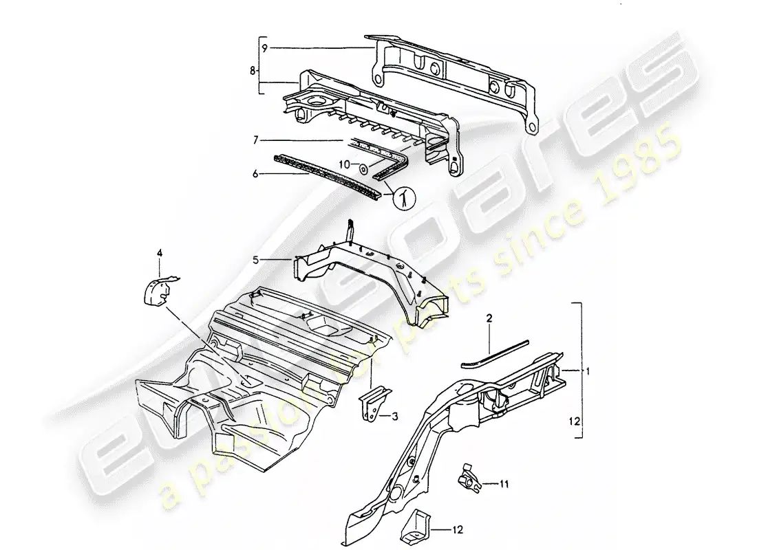 porsche 1995 (993) marco diagrama de piezas