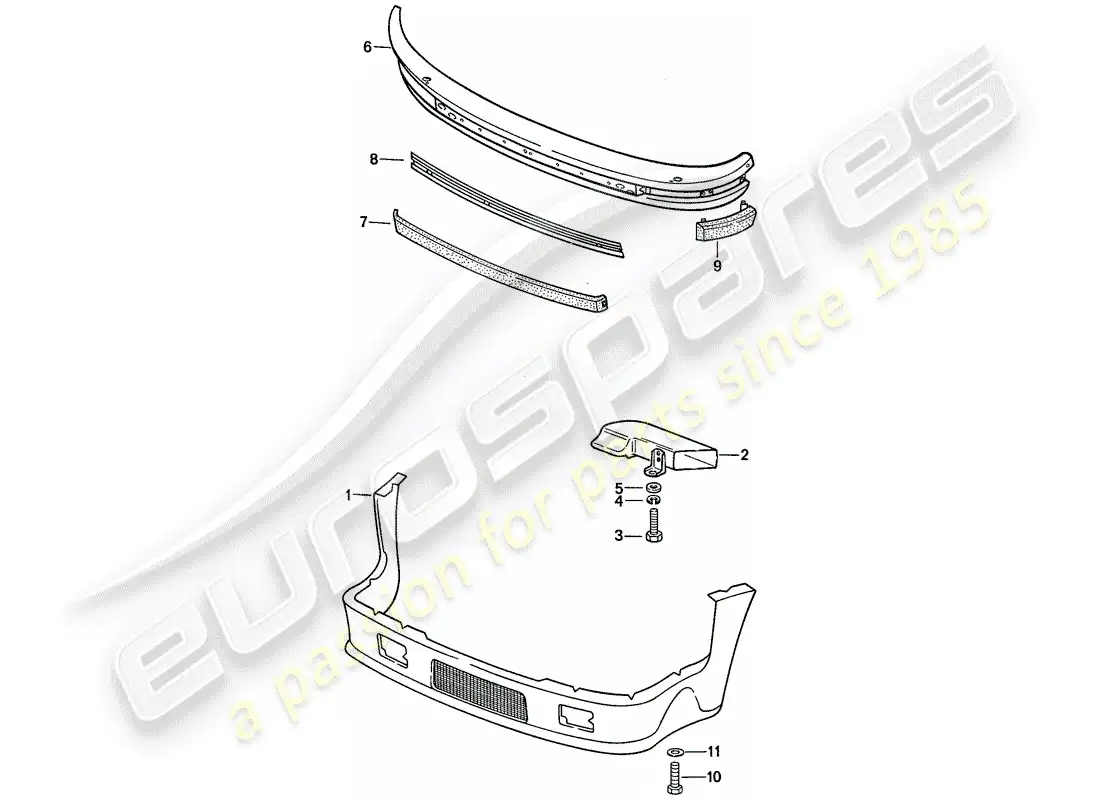 porsche 1989 (911) modelo especial - diseño de nariz plana - paneles exteriores - parachoques - d - mj 1988>> diagrama de piezas