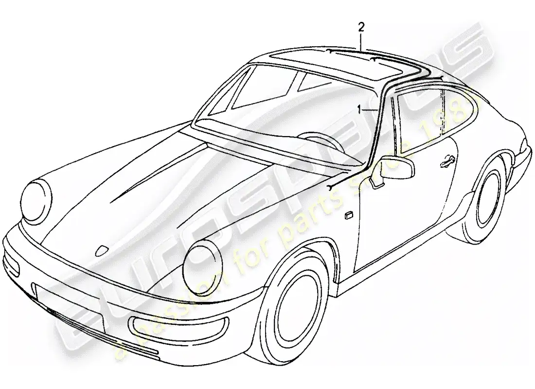 porsche 1990 (964) arneses de cableado - habitáculo diagrama de piezas