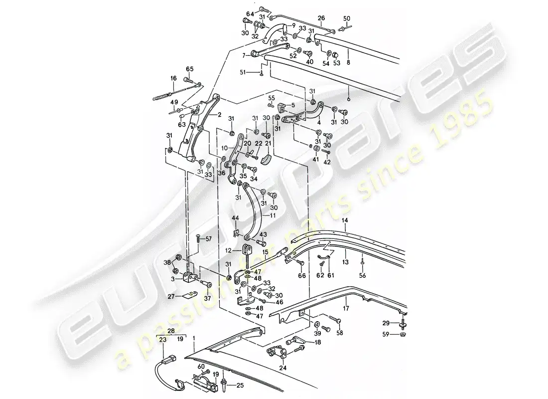 porsche 1993 (968) marco superior diagrama de piezas