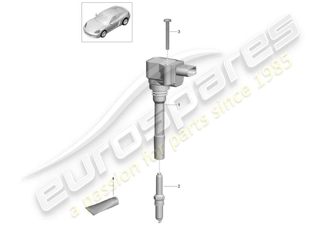 porsche 2022 (718 cayman) diagrama de piezas del sistema de encendido