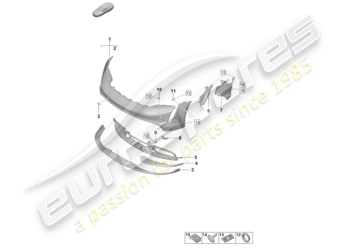 porsche 2020 (taycan 9j1-1) parachoques delantero paquete sport design diagrama de piezas