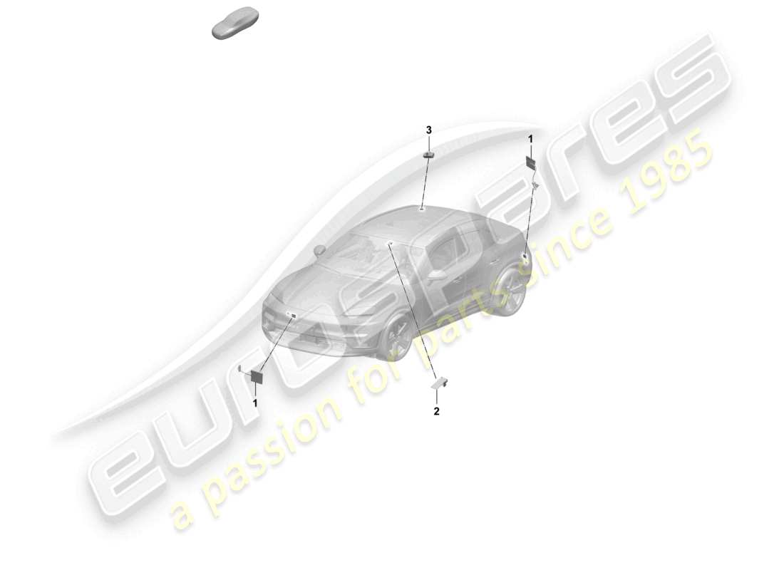 porsche 2025 (macan-e) frente aéreo diagrama de piezas