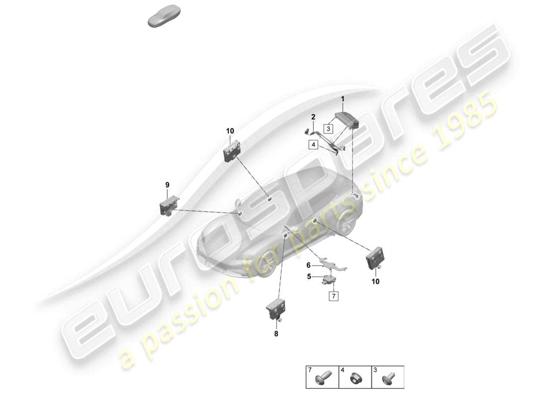 porsche 2026 (taycan 9j1-2) unidad de control del chasis control de amortiguación eléctrica activa unidad de control de la puerta diagrama de piezas