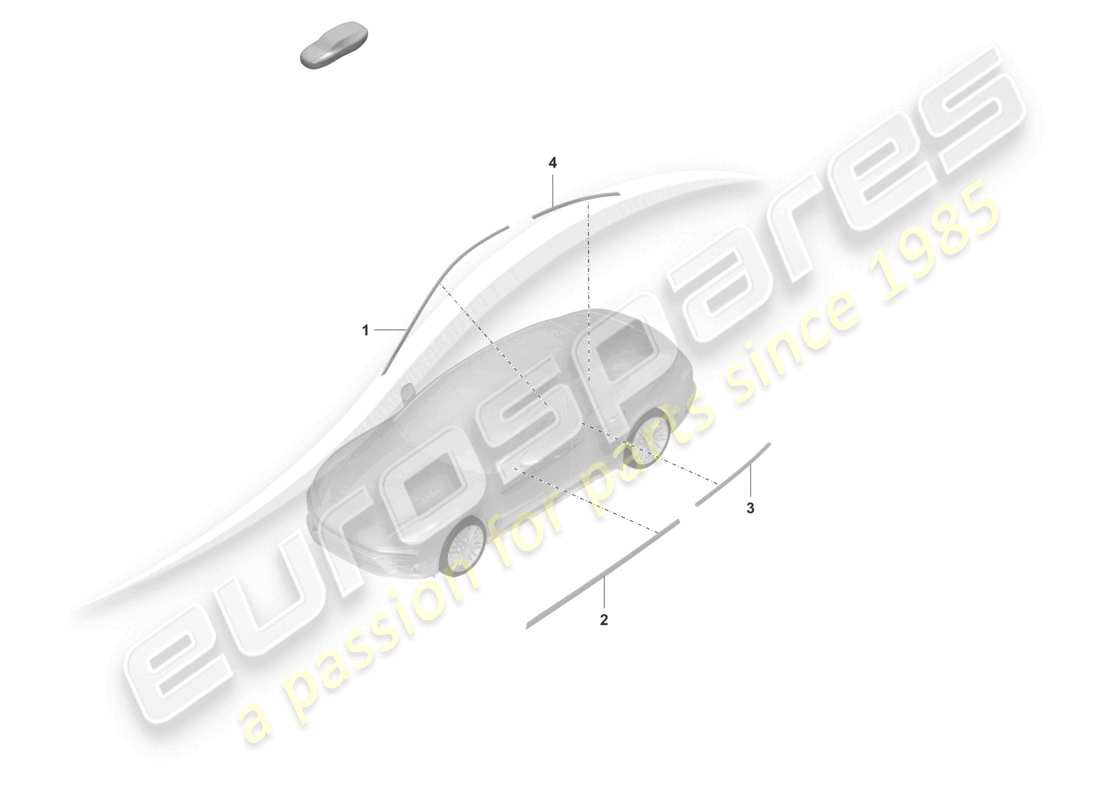 porsche 2023 (panamera 971-2) diagrama de piezas de molduras de puertas