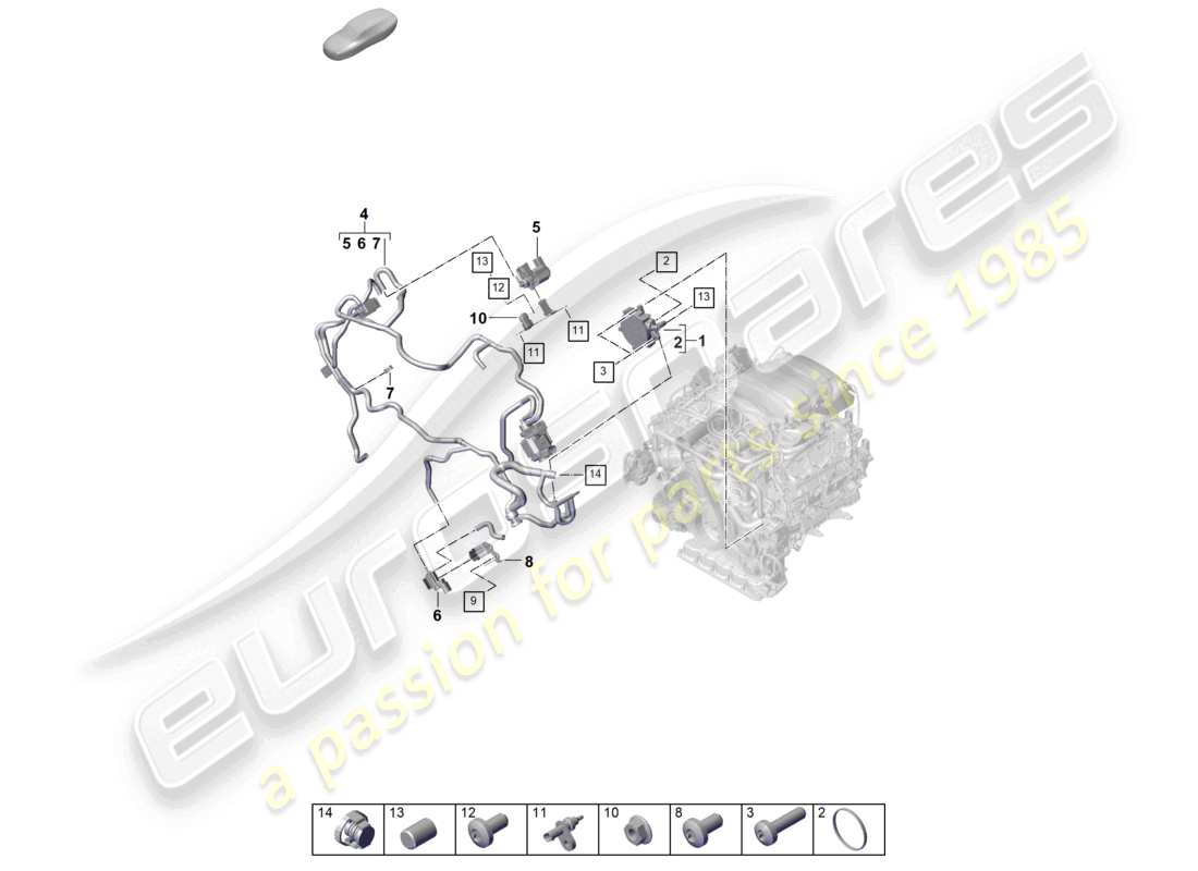 porsche 2026 (panamera 976) diagrama de piezas de la bomba de vacío del sistema de vacío