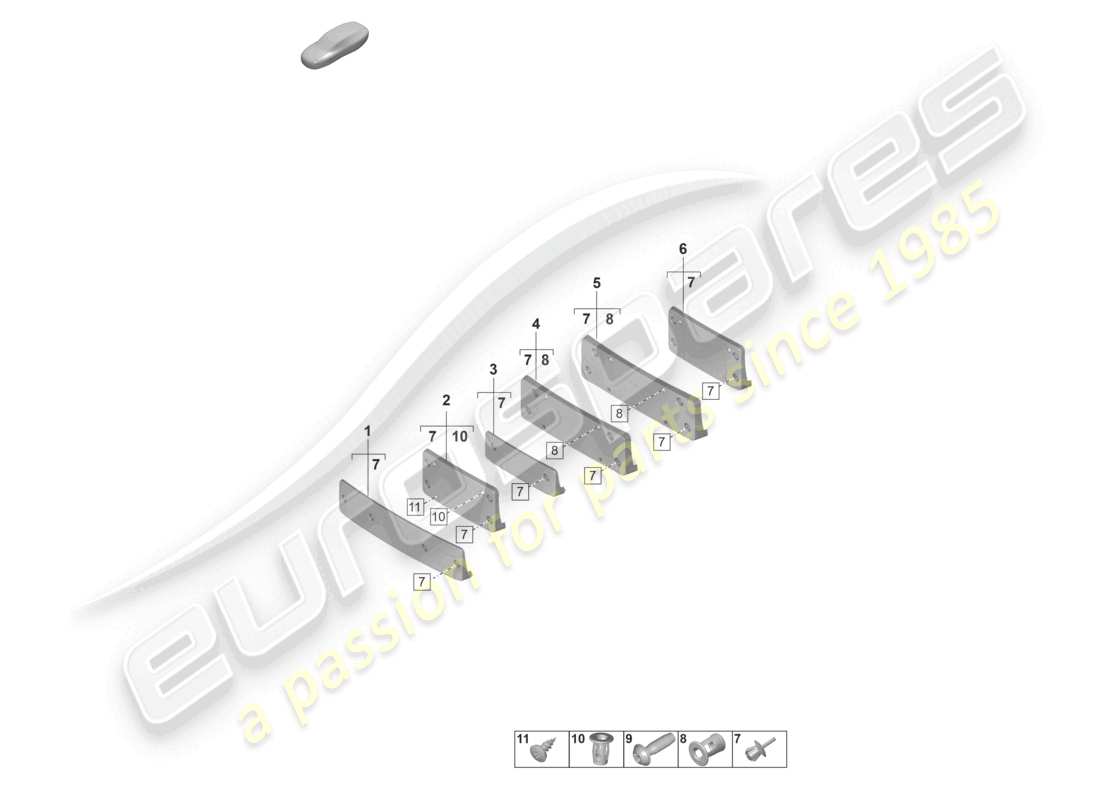 porsche 2022 (panamera 971-2) diagrama de piezas básicas del soporte de matrícula