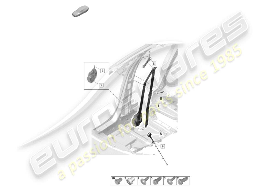 porsche 2022 (panamera 971-2) diagrama de piezas del cierre del cinturón de seguridad delantero de tres puntos