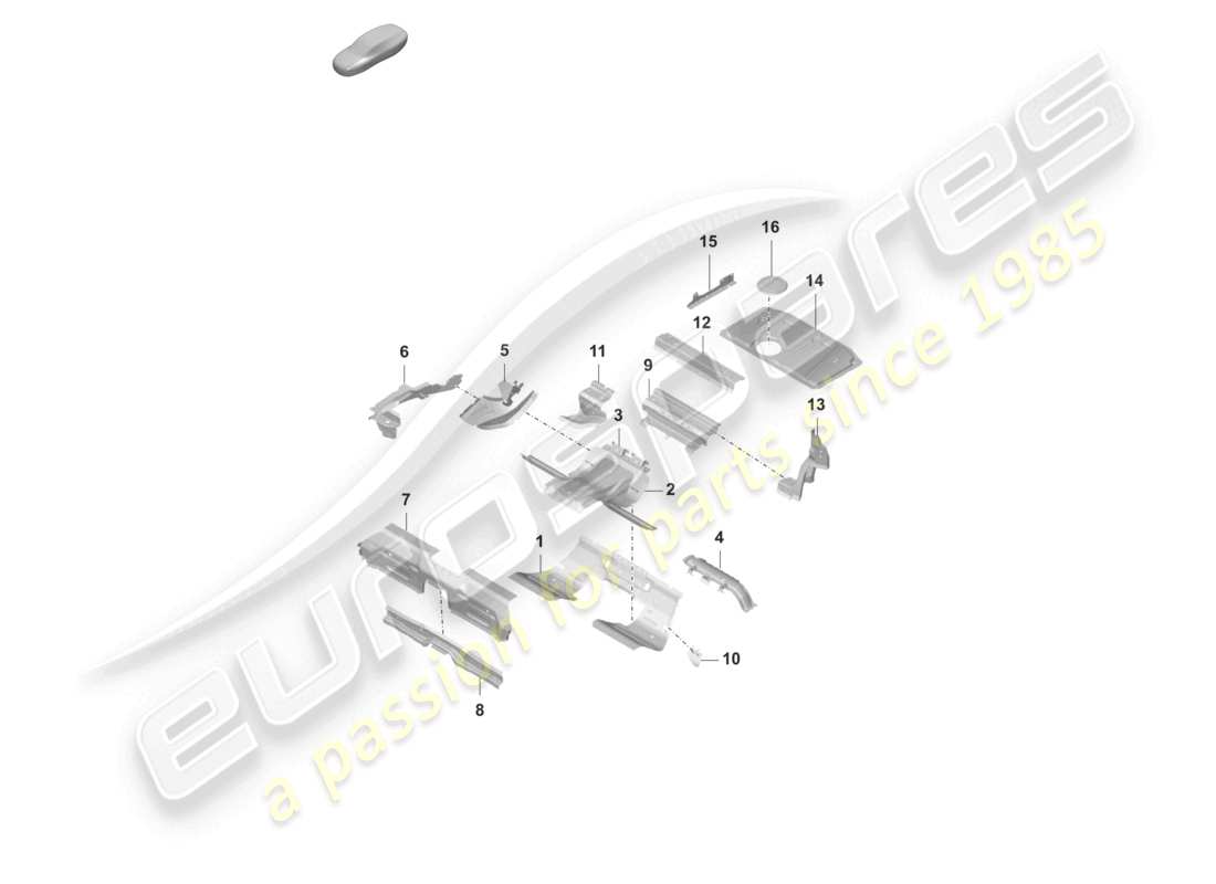 porsche 2021 (taycan 9j1-1) diagrama de piezas del soporte del asiento de la placa inferior trasera del extremo trasero