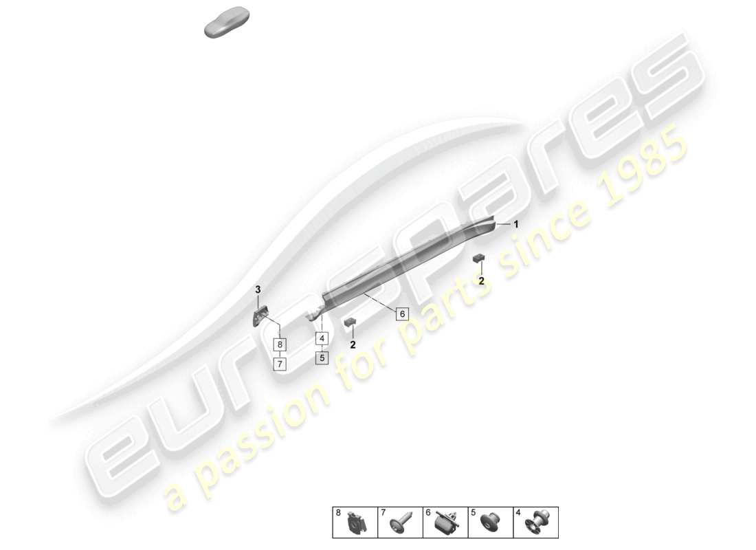 porsche 2026 (taycan 9j1-2) diagrama de piezas de accesorios de moldura de larguero lateral