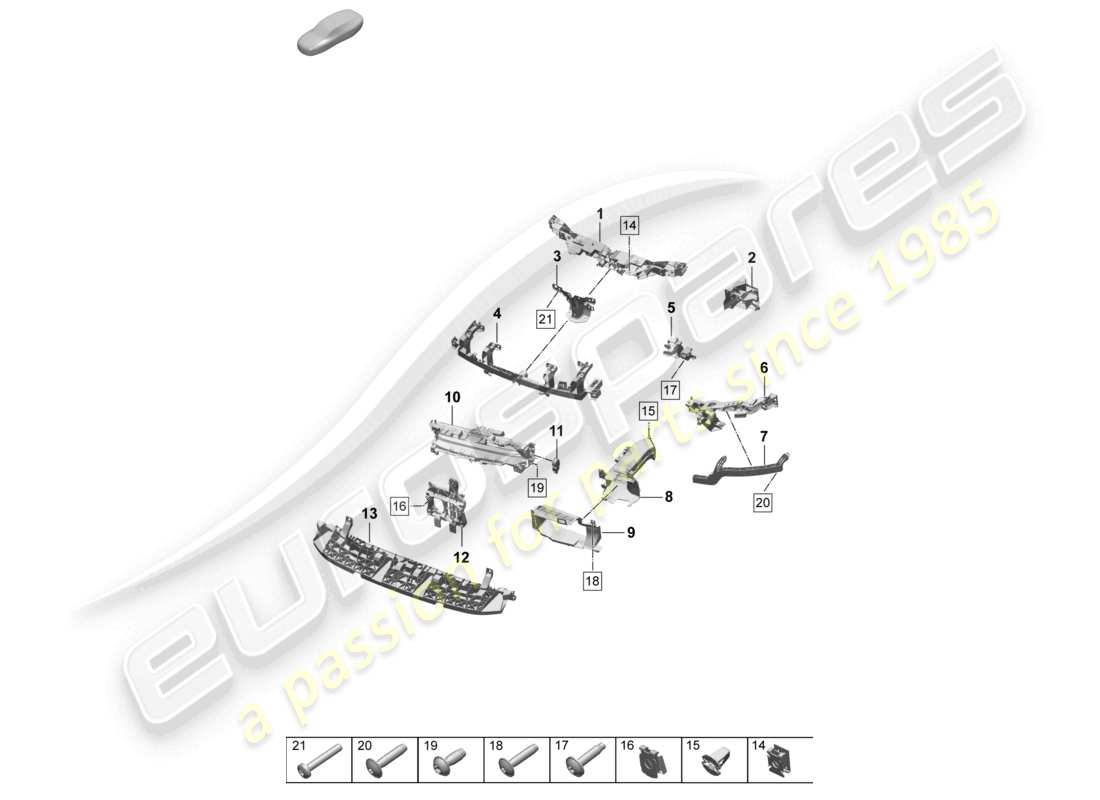 porsche 2025 (macan-e) parte delantera y guía de aire diagrama de piezas