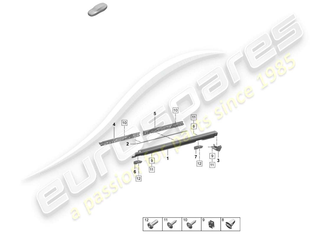porsche 2025 (macan-e) accesorios de moldura exterior de larguero diagrama de piezas