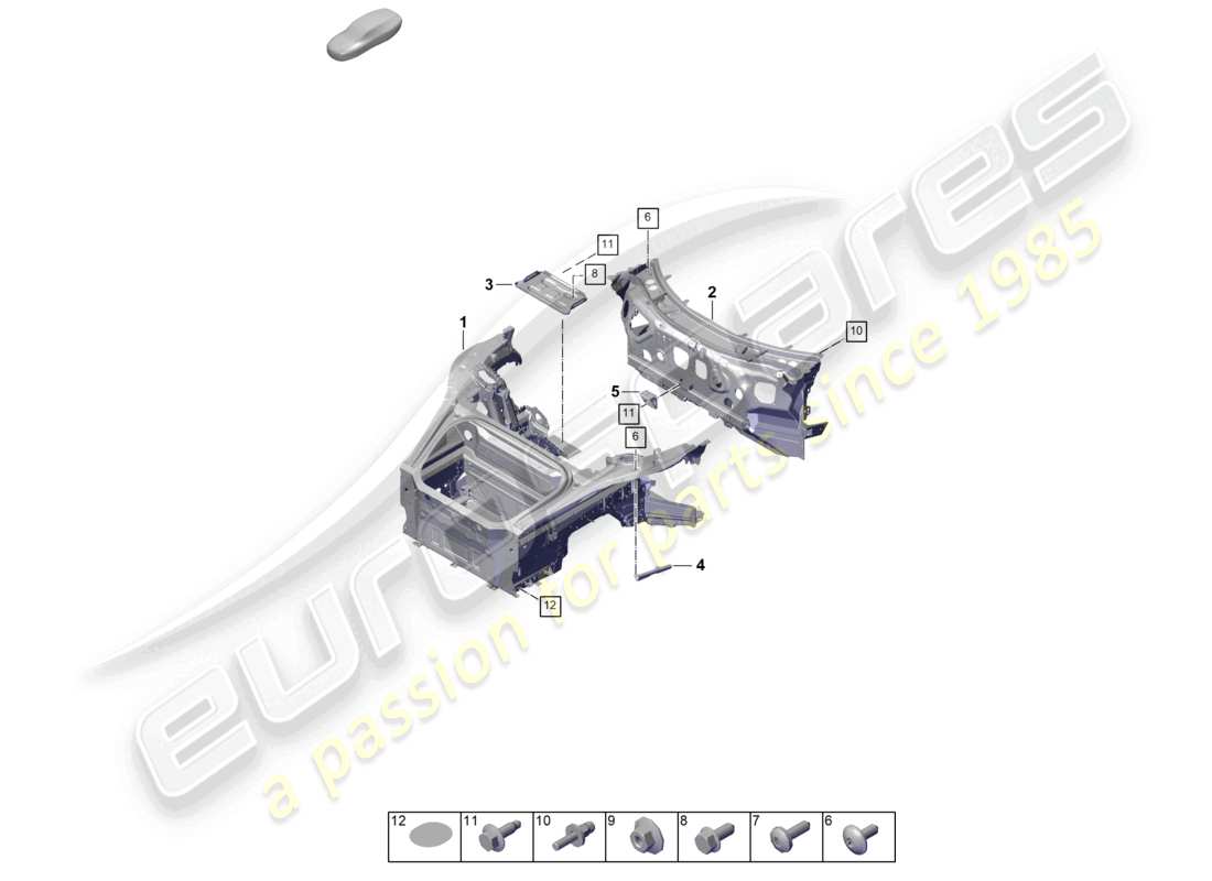 porsche 2025 (992-2 gt3) diagrama de piezas del extremo delantero (completo)